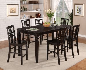 Logan 7-PC Elegantly-designed Counter Height Set with 18" Leaf-Cappuccino Finish-   SKU: LG7-CAPP
