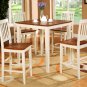 3-Piece Vernon Square Pub Table Set with 2 stools- in  Buttermilk & Cherry Finish.  SKU: VN3-WHI