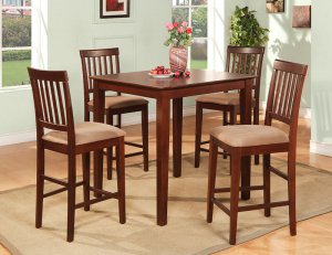 3-Piece Vernon Square Pub Table Set with 3 stools- in Mahogany Finish.  SKU: VN3-MAH