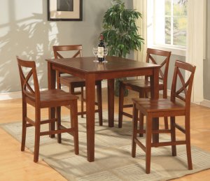 3-PC Square  Pub Height Table Set size 36"x36"- in Dark Brown Finish. SKU: PB3-BRN-W