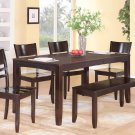 Lynfield 6-PC Rectangular Dinette Dining Set in Cappuccino -Table Size 36"x54"/60". SKU: LY6-LC-CAP