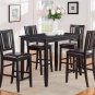 5PC RECTANGULAR COUNTER HEIGHT SET 30"X48" TABLE AND 4 FAUX LEATHER CHAIRS. SKU: BU5-LC-BLK