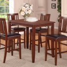 3PC RECTANGULAR COUNTER HEIGHT SET 30"X48" TABLE AND 2 FAUX LEATHER CHAIRS. SKU: BU3-WC-MAH