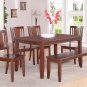 DUDLEY 5PC RECTANGULAR DINING DINETTE SET TABLE AND 4 WOOD SEAT CHAIRS-NO BENCH. SKU: DU5-WC-MAH
