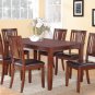 DUDLEY 7PC RECTANGULAR DINING DINETTE SET TABLE AND 6 FAUX LEATHER SEAT CHAIRS. SKU: DU7-LC-MAH