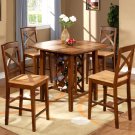 3-PC Napoli Square Counter Height set with Wine Rack-Espresso & Cinamon Finish. SKU: NPL3-ESP