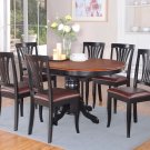 7PC DINING ROOM SET OVAL TABLE AND 4 FAUX LEATHER UPHOLSTERED SEAT CHAIRS