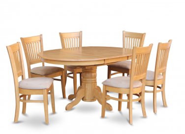 5-PC Avon Oval Dining Single Pedestal Table and 4 chairs in Oak Finish.SKU: AVA5-OAK-C