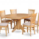 7-PC Avon Oval Dining Single Pedestal Table and 6 chairs in OAK Finish. SKU: AVA7-OAK-C