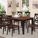 5 PC RECTANGULAR DINETTE DINING ROOM SET TABLE AND 4 WOOD SEAT CHAIRS IN BLACK QU7-BLK-W
