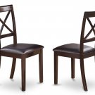 Set of 2 Boston dining room faux leather upholstered seat chairs in Cappuccino finish.