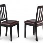 SET OF 2 ANTIQUE DINING DINETTE CHAIR WITH FAUX LEATHER UPHOLSTERED SEAT IN BLACK