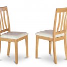SET OF 4 ANTIQUE DINING CHAIR WITH FAUX LEATHER UPHOLSTERED SEAT IN OAK FINISH