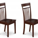 Set of 2 Capri  dining room chairs with wood in Mahogany finish.