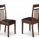 Set of 2 Capri  dining room chairs with faux leather  in Mahogany finish.