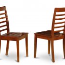 Set of 4 Milan Ladder slat back dining room chairs with  seat in Saddle Brownfinish.