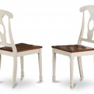 Set of 4 Kenley styled back dining room chairs with wood seat in Cherry & Buttermilk finish.
