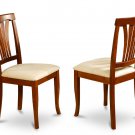 Set of 4 Avon dining room chairs with microfiber upholstered or wood seat in Brown finish.