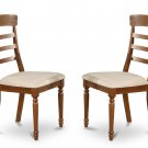 Set of 2 vintage  chairs dining room chairs with wood seat or cushion seat dark oak finish.