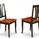 Set of 2 Avon dining room chairs with microfiber upholstered or wood seat in Black finish.