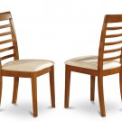 Set of 2 Milan Ladder slat back dining room chairs with  seat in Mahogany finish.