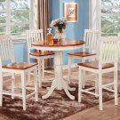 3-PC KITCHEN COUNTER HEIGHT TABLE WITH 2 WOOD SEAT IN BUTTERMILK & CHERRY