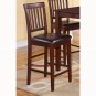 Box of 2 Vernon stool with Faux Leather seat in Mahogany Finish