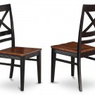 Pack of 4 Quincy Kitchen chairs with Wood Seat in Black and Cherry Finish