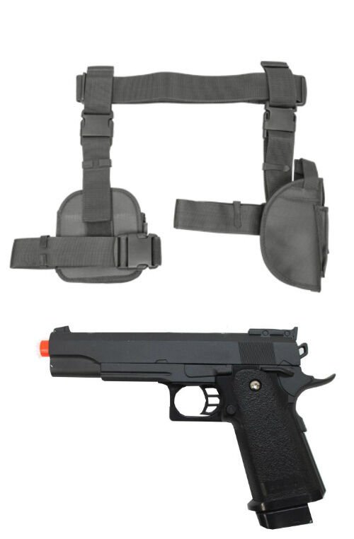 Halloween 3Pc Drop Leg Pistol Gun Holster Magazine Pouch w Prop Gun