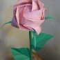 Origami Paper Rose Handmade Flower With Tulle Wrapper Pink Craft Gift