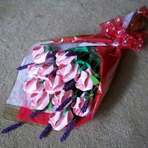 Origami Paper Roses Bouquet  Pink Gift Crafts