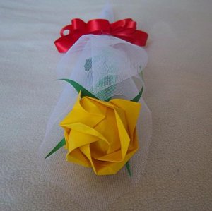 Origami Paper Rose Yellow Craft Gift
