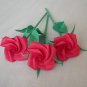 Handmade Origami Rose Short Stem Paper Fold Craft Gift Red