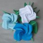 3 Origami Rose Long Stems Paper Fold Craft  Handmade Gift Blue