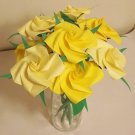 Handmade Origami Rose Paper Folded Flower Craft Gift Yellow Short Stems