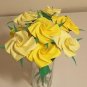 Handmade Origami Rose Paper Folded Flower Craft Gift Yellow Short Stems
