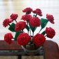 Paper Folded Rose Flower Craft Handmade Gift for Special Day or Decor Red