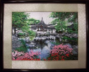 Handmade Embroidery Needlework Traditional Fancywork Wall Art  Home Decor Spring Lake