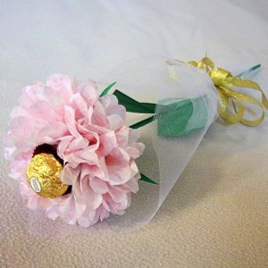 Tissue Paper Rose with Chocolate Handmade Flower Wrapped with Tulle ...
