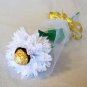 Tissue Paper Rose with Chocolate Handmade Flower Wrapped with Tulle Valentine's Day Gift White