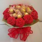 Red Crinkle Paper Rose Chocolate Bouquet 12 Origami Rose Valentine's Day Gift Handmade Flower Crafts