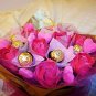 Origami Paper Rose Chocolate and Pink Heart Bouquet Anniversary Birthday Valentine Gift