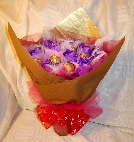 Origami Paper Rose Plume Bouquet Handmade Anniversary Birthday Gift Purple
