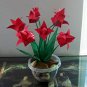 Origami Tulips Paper Folded Flower Craft Handmade Gift for Special Day or Decor Red
