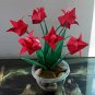 Origami Tulips Paper Folded Flower Craft Handmade Gift for Special Day or Decor Red