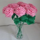 Handmade Origami Crinkle Paper Roses 12 Pink
