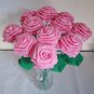 Handmade Origami Crinkle Paper Roses 12 Pink