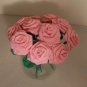 Handmade Origami Crinkle Paper Roses 12 Short Stems Pink