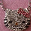 Hello Kitty Swarovski Crystal Necklace Pink Bow XLarge