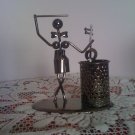 Chrome Violinist Figurine with Pen Holder - 02